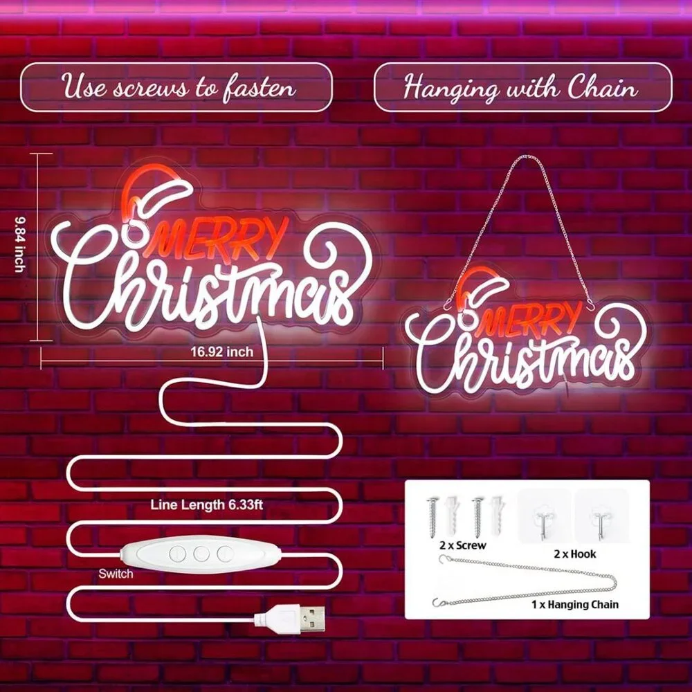 Christmas Neon Sign Led Candy Dimmable Light Up Sign for Wall Decorations